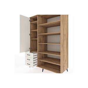 Kronos Dolap 9 Raflı 3 Çekmeceli 3 Kapaklı 132x59x195 Çam-aytaşı/aytaşı