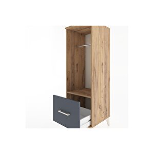 Hyperion Dolap Tek Raflı Tek Çekmeceli Tek Askılı 44x44x134 Çam-antrasit