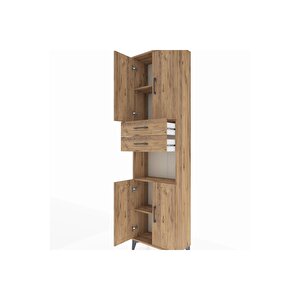 Arges Dolap 4 Raflı 2 Çekmeceli 4 Kapaklı 60x30x221 Çam-çam