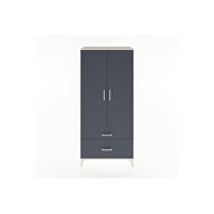Hyperion Dolap 2 Raflı 2 Çekmeceli Tek Askılı 88x44x195 Aytaşı-antrasit