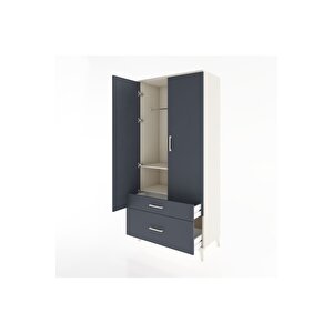 Hyperion Dolap 2 Raflı 2 Çekmeceli Tek Askılı 88x44x195 Aytaşı-antrasit