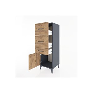 Hyperion Dolap 3 Çekmeceli Tek Kapaklı 44x44x134 Antrasit-çam