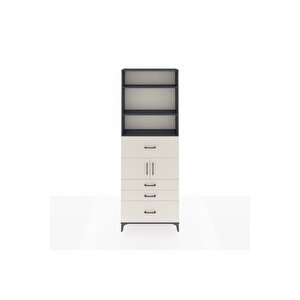 Arges Dolap 4 Raflı 4 Çekmeceli 2 Kapaklı 88x30x243 Antrasit-aytaşı