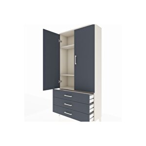 Arges Dolap 3 Raflı 3 Çekmeceli 2 Kapaklı 88x30x182 Aytaşı-antrasit