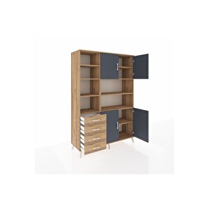Hyperion Dolap 9 Raflı 4 Çekmeceli 4 Kapaklı 132x44x195 Çam-antrasit/çam