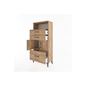 Hyperion Dolap 2 Raflı 3 Çekmeceli 2 Kapaklı 60x44x134 Çam-çam