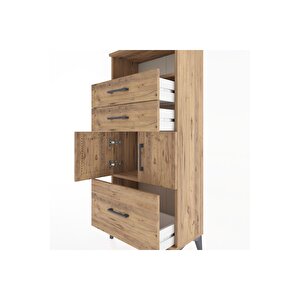 Hyperion Dolap 2 Raflı 3 Çekmeceli 2 Kapaklı 60x44x134 Çam-çam