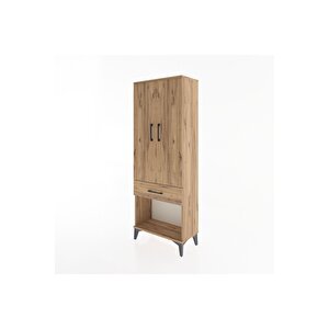 Arges Dolap 3 Raflı Tek Çekmeceli 2 Kapaklı 60x30x163 Çam-çam