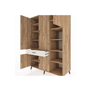 Kronos Dolap 10 Raflı Tek Çekmeceli 5 Kapaklı 132x59x195 Çam-çam/aytaşı