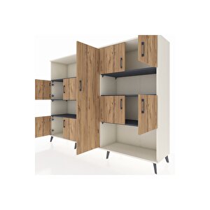 Hyperion Dolap 10 Raflı 9 Kapaklı 220x44x163 Aytaşı-çam/antrasit