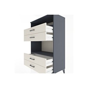 Hyperion Dolap 2 Raflı 4 Çekmeceli 88x44x134 Antrasit-aytaşı