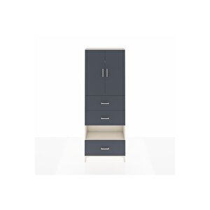 Arges Dolap 4 Raflı 3 Çekmeceli 2 Kapaklı 88x30x243 Aytaşı-antrasit