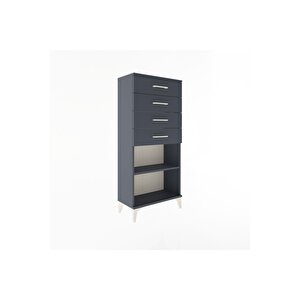 Arges Dolap Tek Raflı 4 Çekmeceli 60x30x134 Antrasit-antrasit