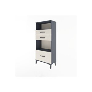 Arges Dolap 2 Raflı 3 Çekmeceli 60x30x134 Antrasit-aytaşı