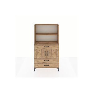 Arges Dolap 3 Raflı 3 Çekmeceli 2 Kapaklı 88x30x163 Çam-çam