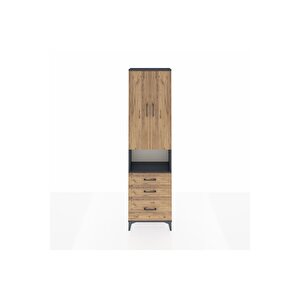 Arges Dolap 4 Raflı 3 Çekmeceli 2 Kapaklı 60x30x221 Antrasit-çam