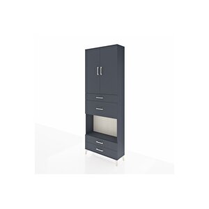 Arges Dolap 4 Raflı 4 Çekmeceli 2 Kapaklı 88x30x243 Antrasit-antrasit