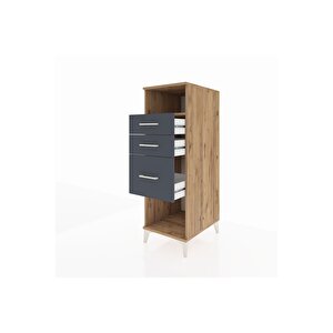 Kronos Dolap Tek Raflı 3 Çekmeceli 44x59x134 Çam-antrasit