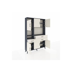 Arges Gardrop 9 Raflı 3 Çekmeceli 6 Kapaklı 132x30x195 Antrasit-aytaşı