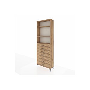 Arges Dolap 3 Raflı 7 Çekmeceli 88x30x243 Çam-çam