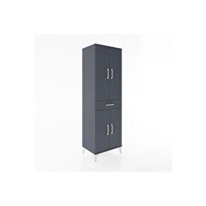 Hyperion Dolap 4 Raflı Tek Çekmeceli 4 Kapaklı 60x44x195 Antrasit-antrasit