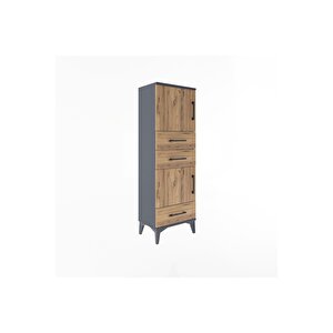 Arges Dolap 2 Raflı 3 Çekmeceli 2 Kapaklı 44x30x134 Antrasit-çam