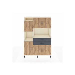 Hyperion Dolap 8 Raflı 2 Çekmeceli 6 Kapaklı 132x44x195 Aytaşı-çam/antrasit