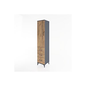 Hyperion Dolap 2 Raflı 3 Çekmeceli Tek Askılı 44x44x221 Antrasit-çam