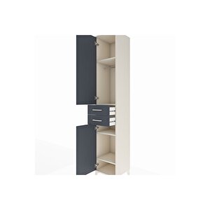 Hyperion Dolap 4 Raflı 2 Çekmeceli Tek Askılı 44x44x243 Aytaşı-antrasit