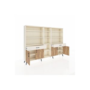 Arges Dolap 12 Raflı 2 Çekmeceli 4 Kapaklı 220x30x163 Aytaşı-çam/aytaşı