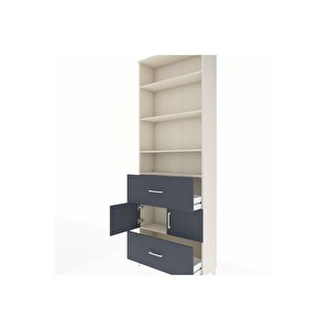 Arges Dolap 5 Raflı 2 Çekmeceli 2 Kapaklı 88x30x243 Aytaşı-antrasit