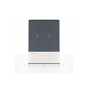 Arges Dolap 5 Raflı 5 Çekmeceli Tek Askılı 132x30x195 Antrasit-antrasit/aytaşı