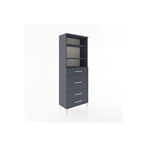 Arges Dolap 3 Raflı 4 Çekmeceli 60x30x163 Antrasit-antrasit