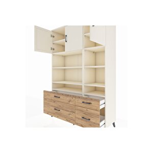 Hyperion Dolap 10 Raflı 4 Çekmeceli 3 Kapaklı 132x44x195 Aytaşı-aytaşı/çam