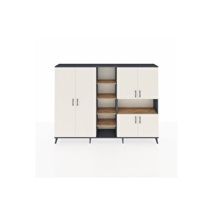 Arges Dolap 13 Raflı 6 Kapaklı 220x30x163 Antrasit-aytaşı/çam