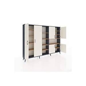 Arges Dolap 13 Raflı 6 Kapaklı 220x30x163 Antrasit-aytaşı/çam