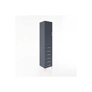 Hyperion Dolap 3 Raflı 6 Çekmeceli Tek Kapaklı 44x44x221 Antrasit-antrasit