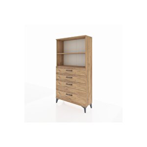 Arges Dolap 2 Raflı 4 Çekmeceli 88x30x163 Çam-çam