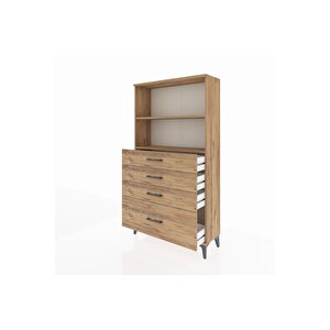 Arges Dolap 2 Raflı 4 Çekmeceli 88x30x163 Çam-çam