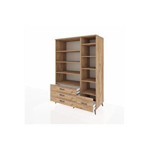 Kronos Dolap 9 Raflı 4 Çekmeceli  132x59x195 Çam-çam/çam