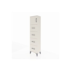 Arges Dolap Tek Raflı 4 Çekmeceli Tek Kapaklı 44x30x182 Aytaşı-aytaşı