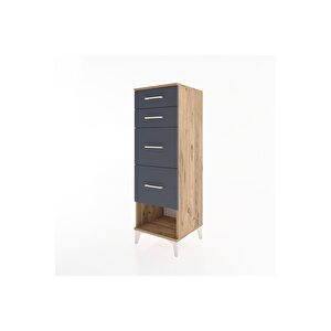 Hyperion Dolap 4 Çekmeceli 44x44x134 Çam-antrasit
