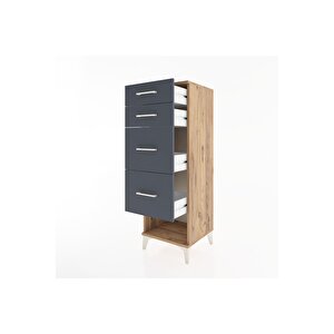 Hyperion Dolap 4 Çekmeceli 44x44x134 Çam-antrasit