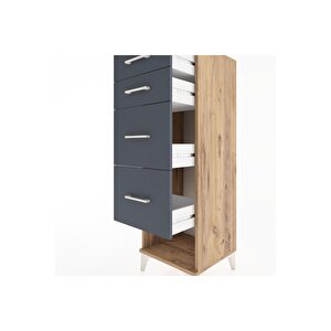 Hyperion Dolap 4 Çekmeceli 44x44x134 Çam-antrasit