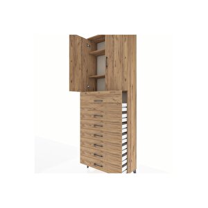 Arges Dolap 3 Raflı 7 Çekmeceli 2 Kapaklı 88x30x243 Çam-çam