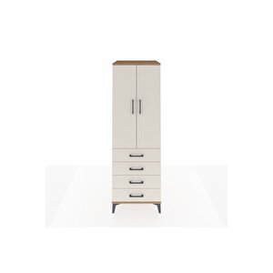 Kronos Dolap 2 Raflı 4 Çekmeceli 2 Kapaklı 60x59x182 Çam-aytaşı