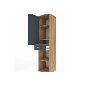 Hyperion Dolap 4 Raflı Tek Çekmeceli Tek Kapaklı 44x44x195 Çam-antrasit