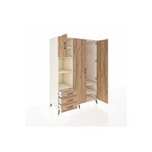 Kronos Dolap 6 Raflı 3 Çekmeceli Tek Askılı 132x59x195 Aytaşı-çam/çam