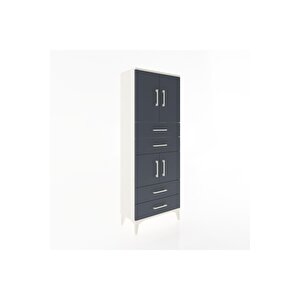 Arges Dolap 3 Raflı 4 Çekmeceli 4 Kapaklı 60x30x163 Aytaşı-antrasit