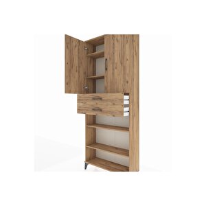 Arges Dolap 5 Raflı 2 Çekmeceli 2 Kapaklı 88x30x221 Çam-çam
